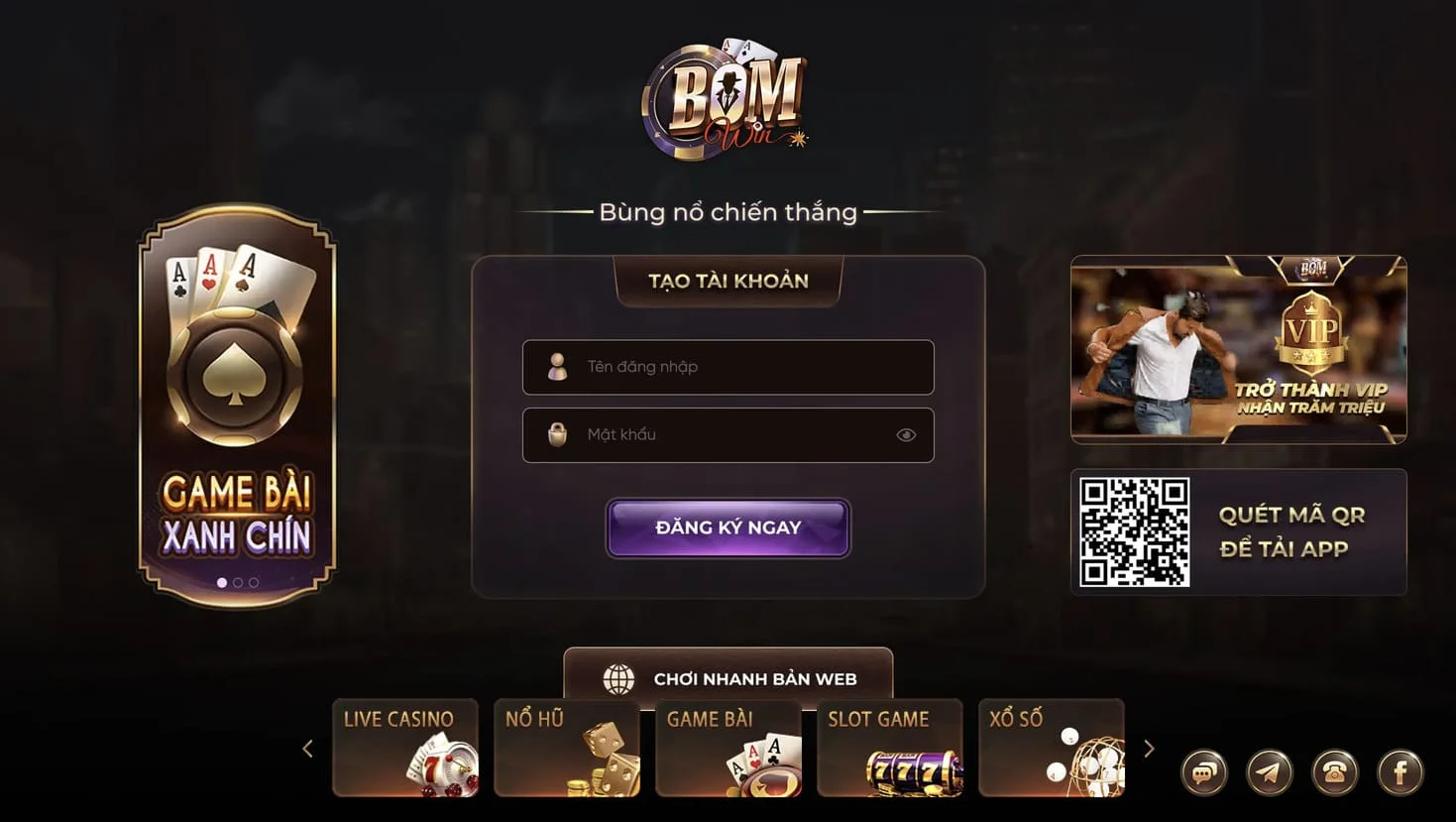 Ứng dụng Bomwin casino chơi trên điện thoại nhanh và tiện lợi